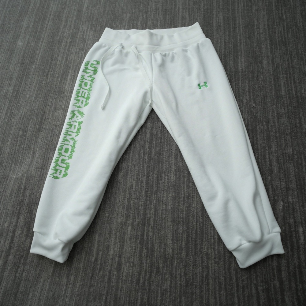 Under Armour Jogger Women White Green Protect This House Sweatpants Small - Picture 2 of 13